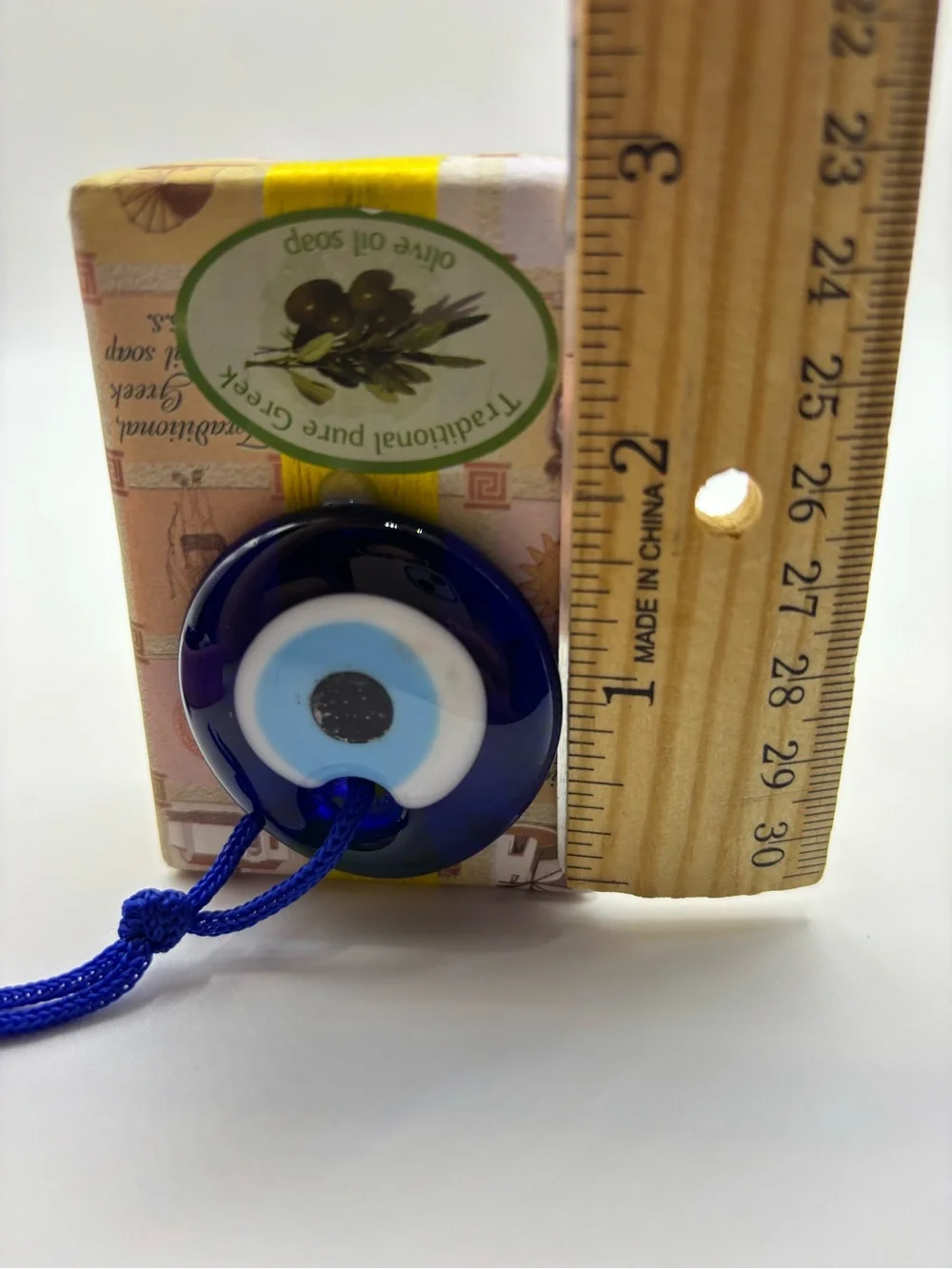 2Traditional Pure Greek Olive Oil Soap with Blue Turkish Evil Eye Charm Blue 2”